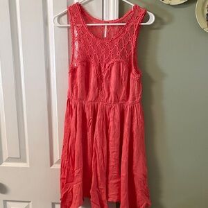 Free People Coral Lace-Top Midi Dress
